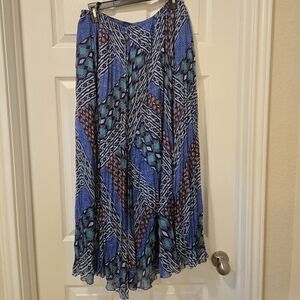 Ruby Rd. Blue and Orange Patterned Maxi Skirt